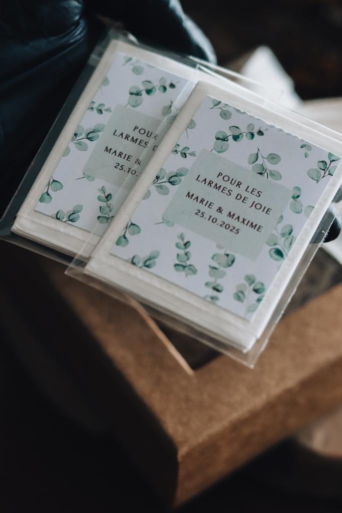 Mini mouchoirs personnalisés pour mariage Larmes de Joie