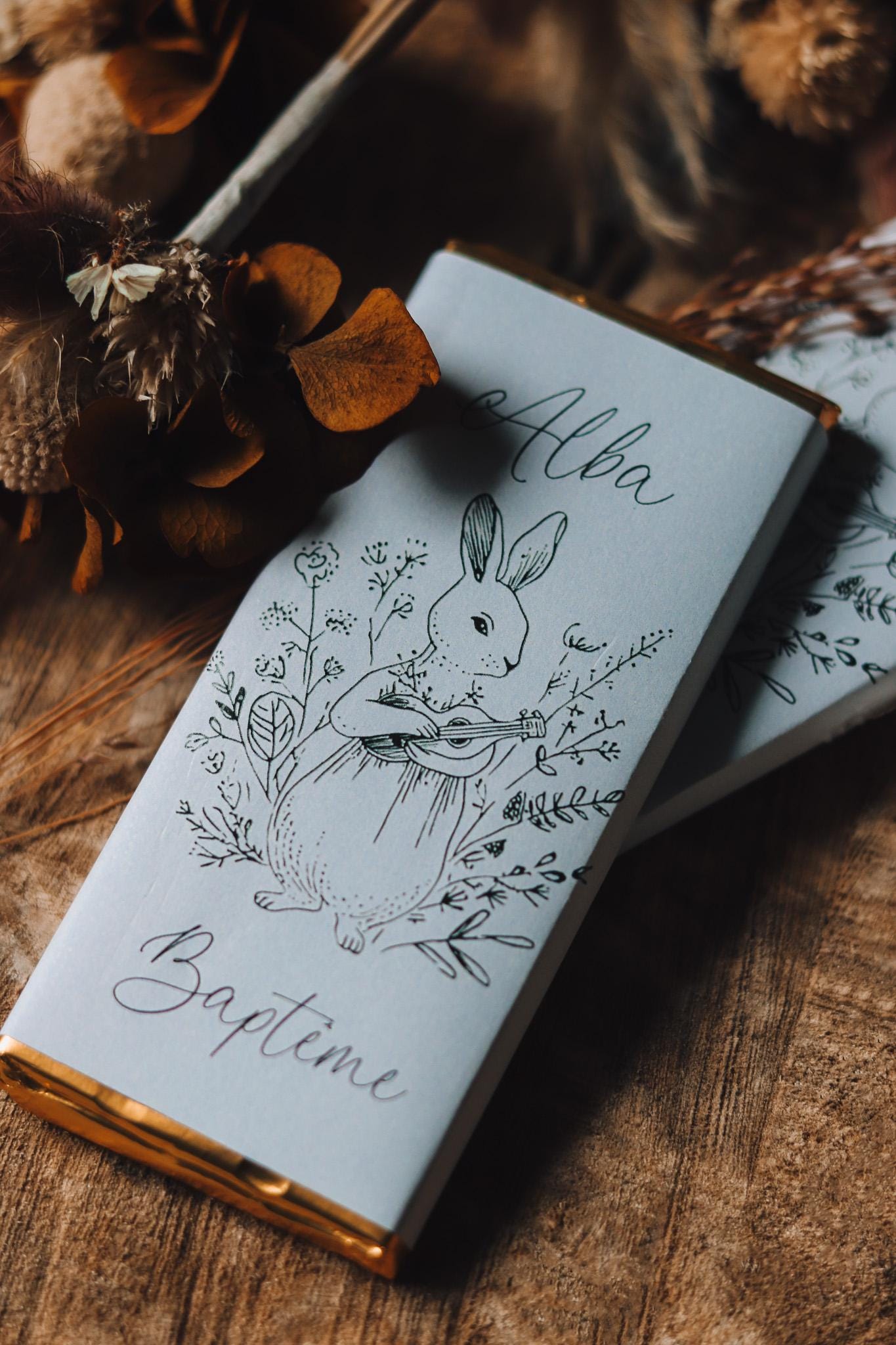 Petite Tablette Chocolat Personnalisée pour Baptême et Mariage