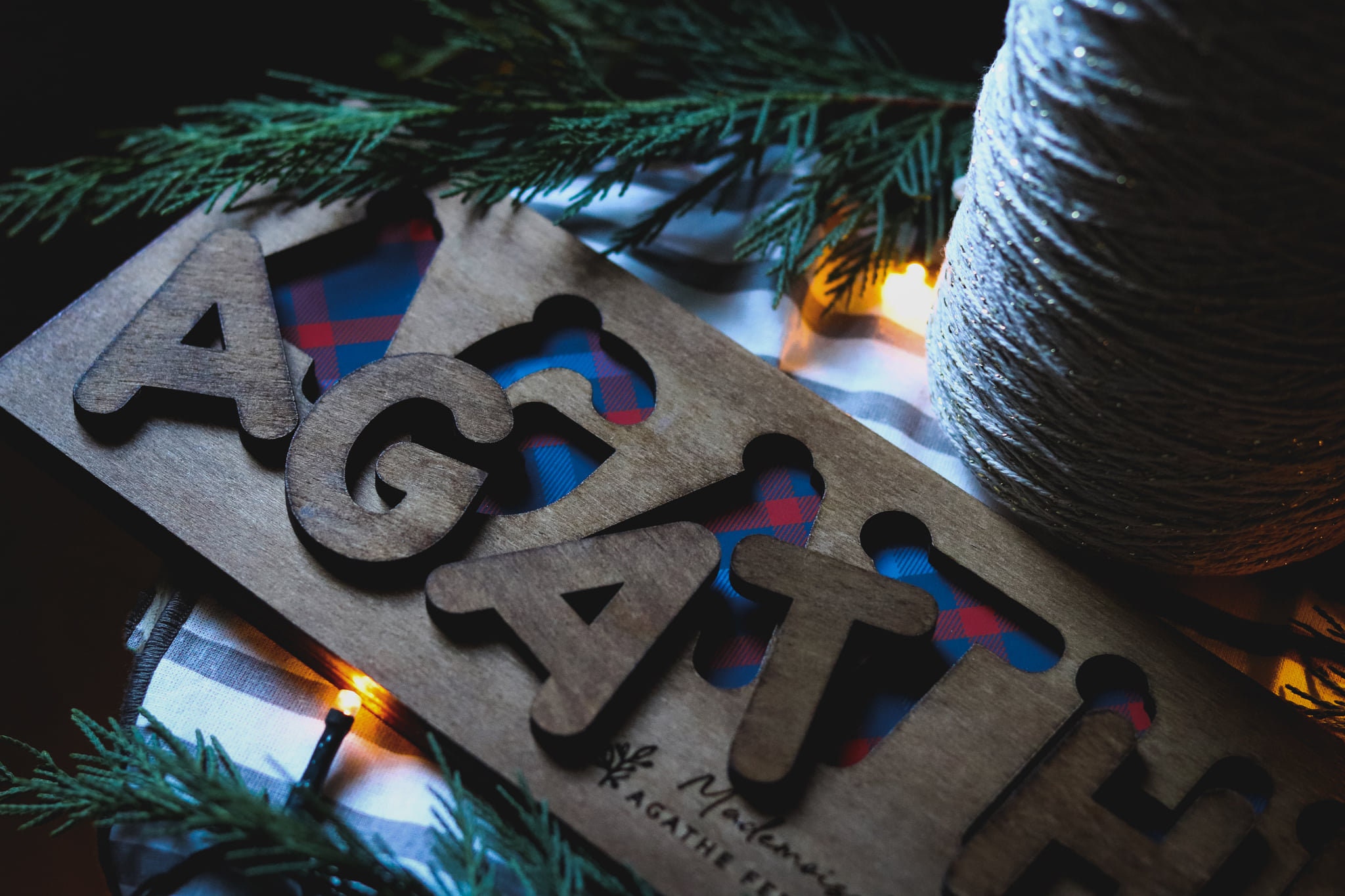 Idée Cadeau de Noël Puzzle Prénom en Bois - Thème Noël