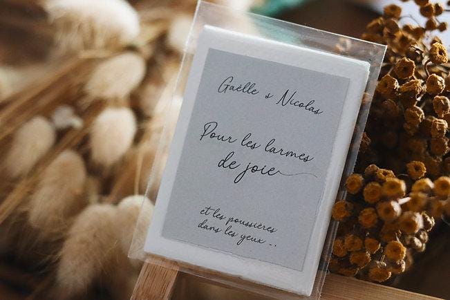 Mini mouchoirs personnalisés pour mariage “Larmes de Joie”