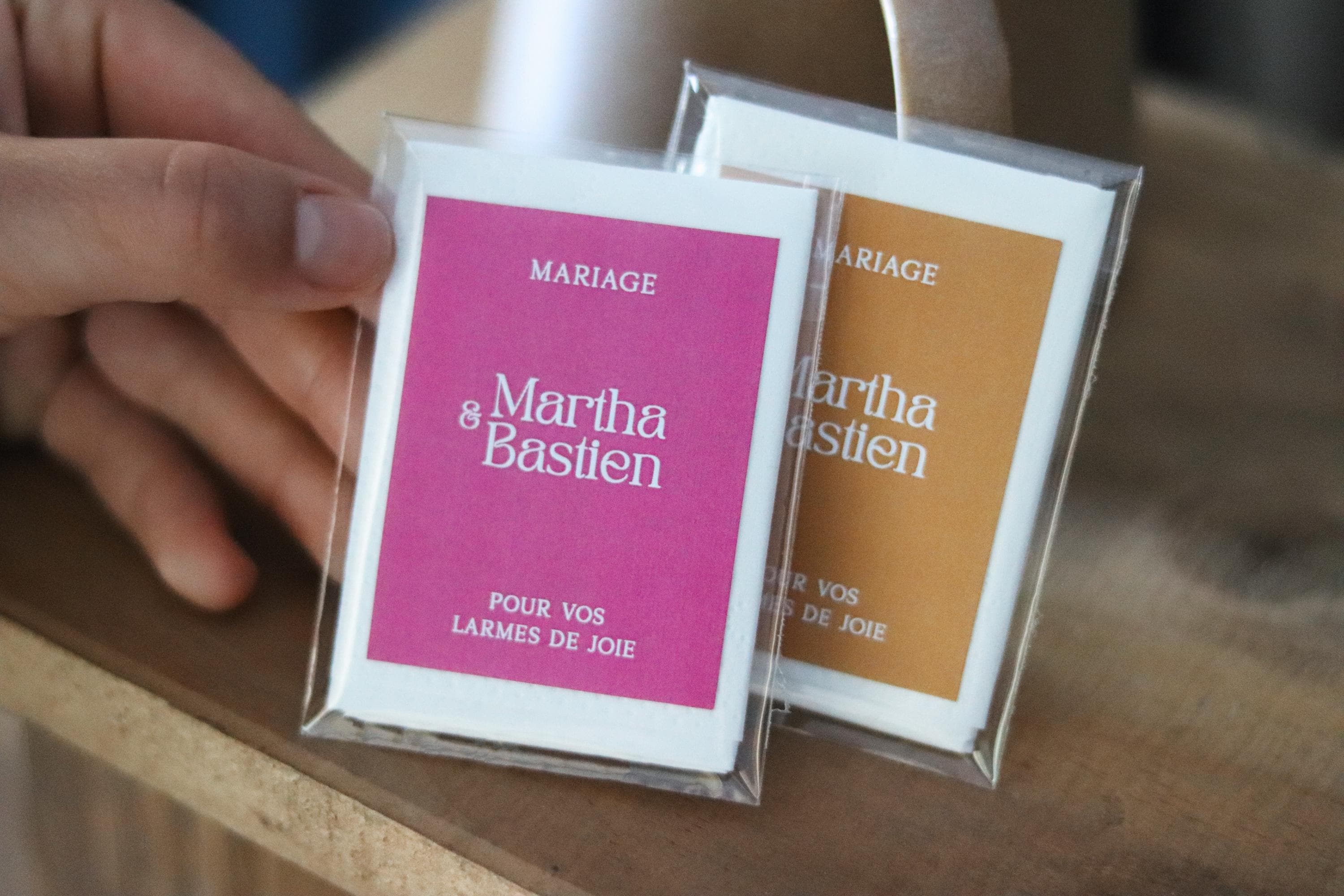 Mini mouchoirs personnalisés pour mariage Larmes de Joie