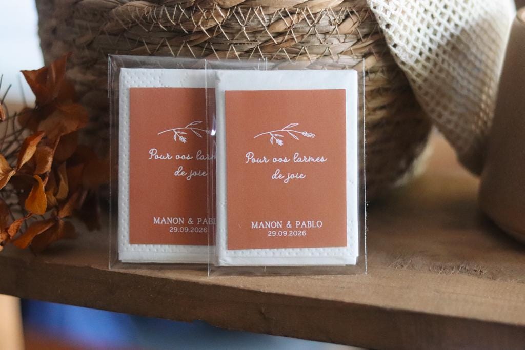 Mini mouchoirs personnalisés pour mariage – Larmes de joie