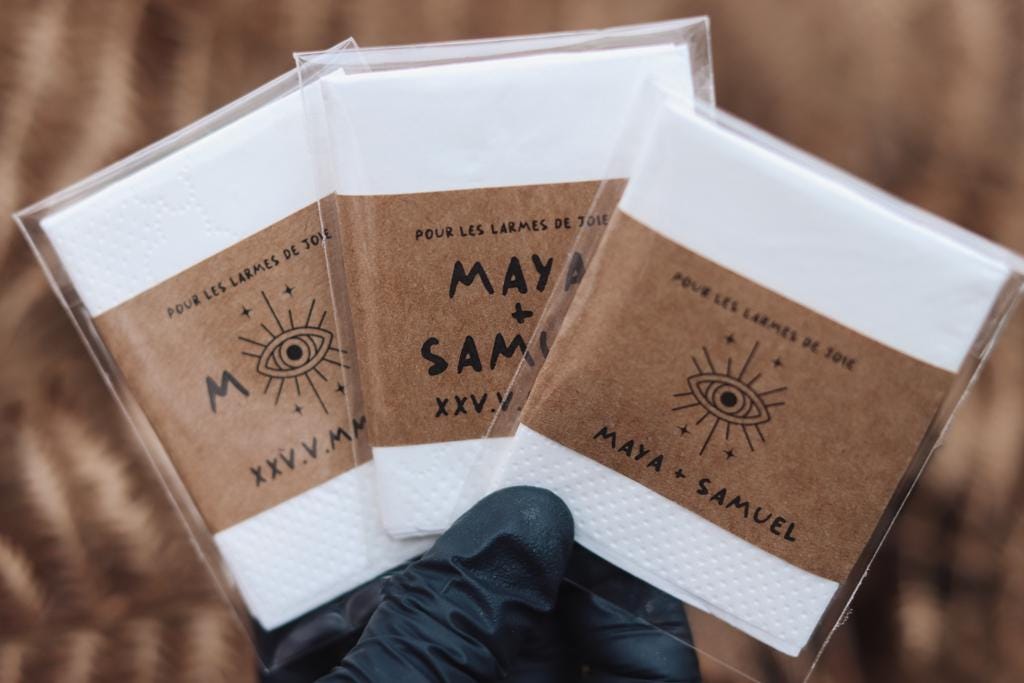 Mini mouchoirs personnalisés pour mariage – Larmes de joie