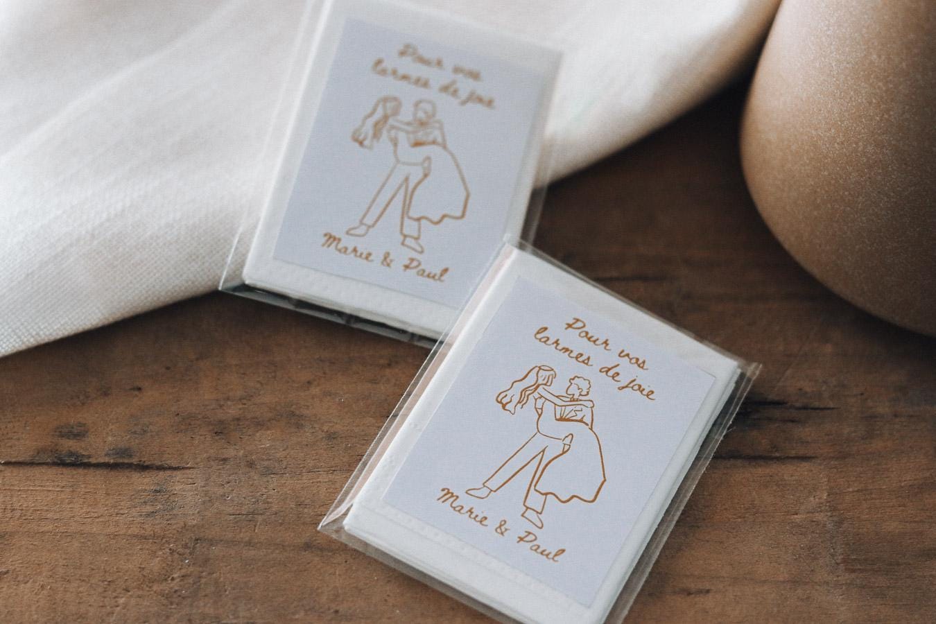 Mini mouchoirs personnalisés pour mariage Larmes de Joie