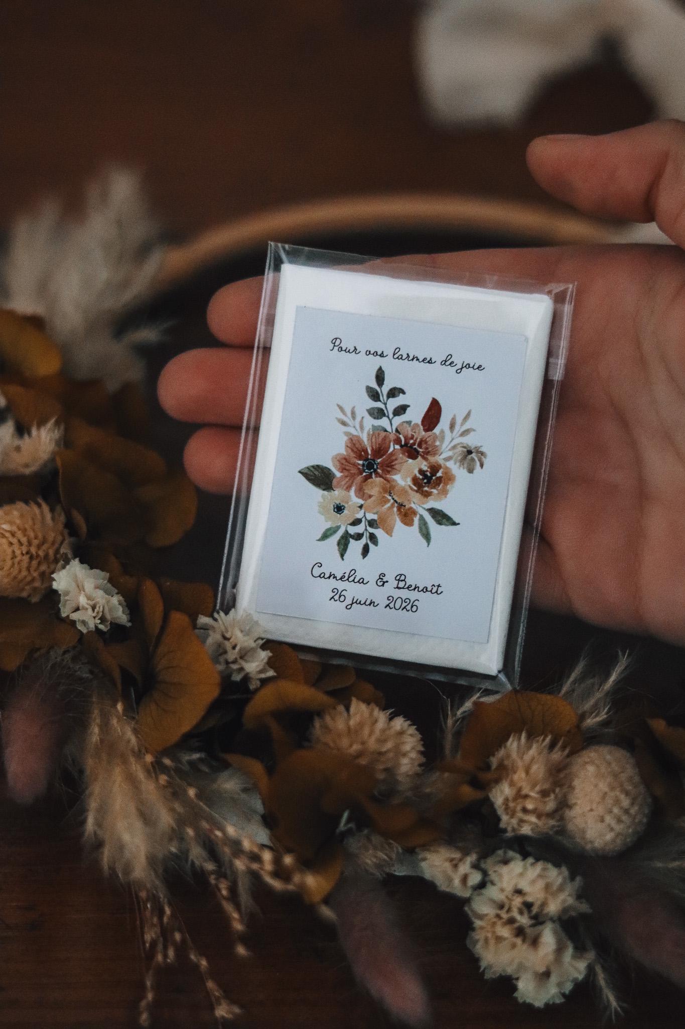 Mini-mouchoirs personnalisés pour mariage Larmes de Joie