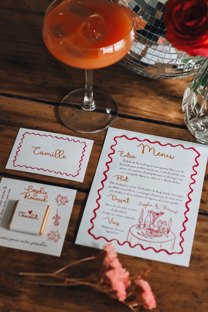 Marque-Places Élégants pour Mariage Personnalisés