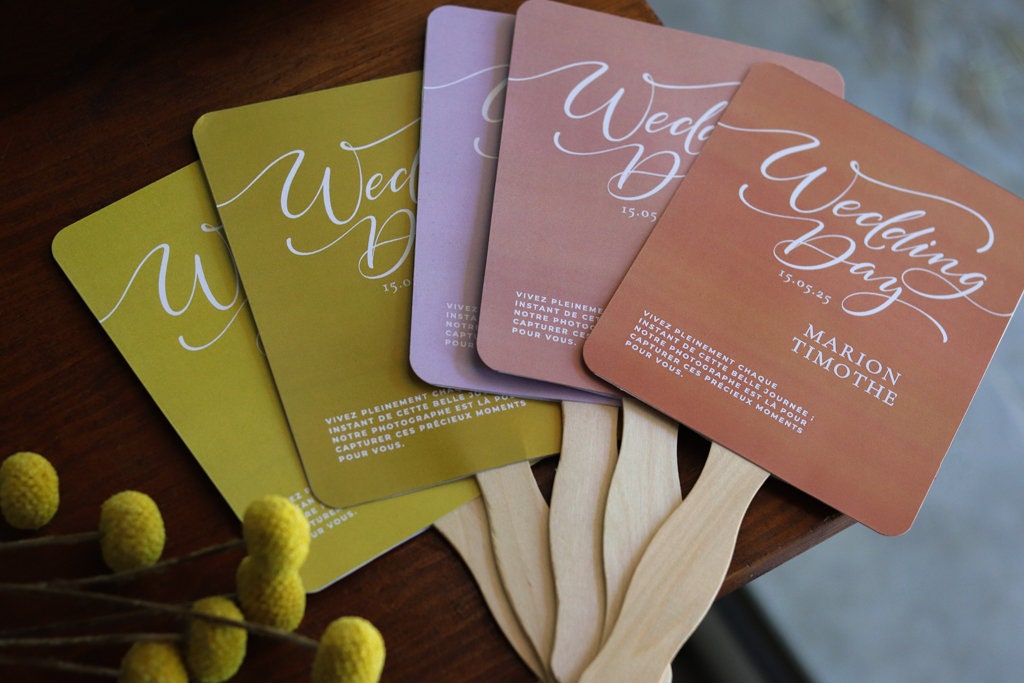 Éventail personnalisé pour Programme de Mariage élégant