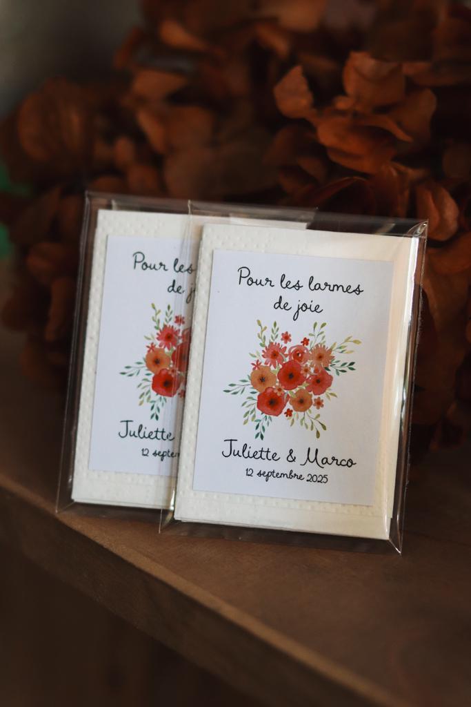 Mini-Mouchoirs Personnalisés pour Mariage “Larmes de Joie”