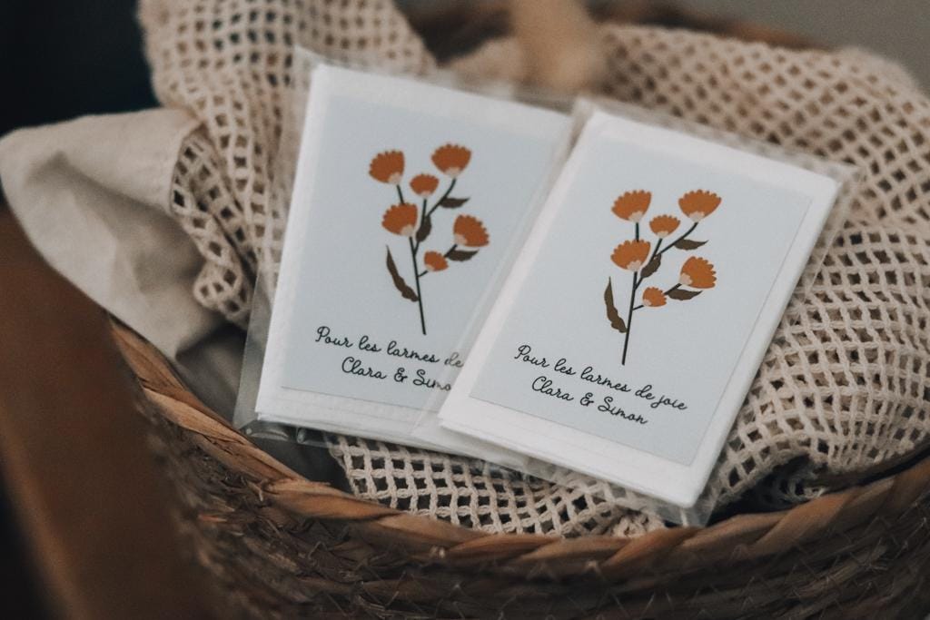 Mini mouchoirs personnalisés pour mariage Larmes de Joie