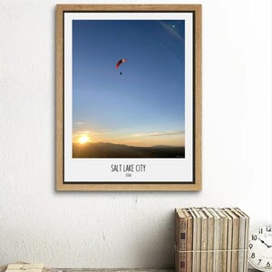 Salt Lake City Travel Print | Paragliding Sunset Digital Wall Art