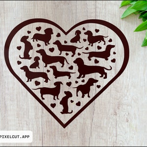 Dachshunds in the Heart Vinyl Decal / Doxie Decal/ Vinyl Sticker / Doxie Decor / Doxie Lover