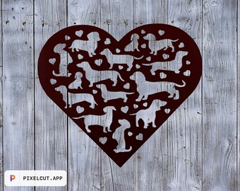 Dachshunds in a Heart Vinyl Decal / Doxie Decal/ Vinyl Sticker / Doxie Decor / Doxie Lover