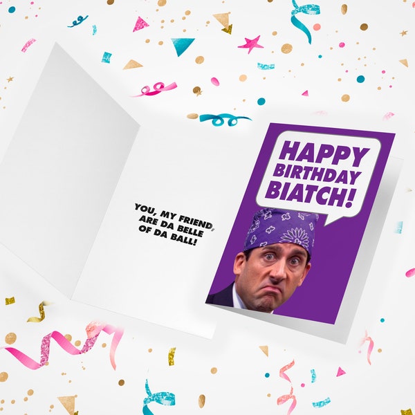 Tarjeta de cumpleaños de Prison Mike y tarjeta de visita de Dwight Schrute, Michael Scott, tarjeta de cumpleaños, la tarjeta de oficina, Office US, Happy, Dunder Mifflin