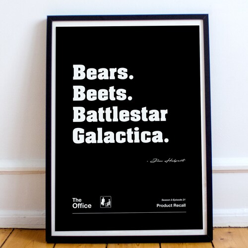 The Office Quote Poster Bears. Beets. Battlestar Galactica. Etsy