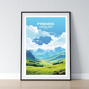 Pyrenäen Nationalpark Poster Pyrenäen Nationalpark Druck Minimalistisches Poster Print Wohnkultur Wand Kunst Reise Geschenk WPA