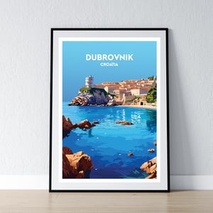 Dubrovnik Poster Dubrovnik Stampa Dubrovnik Arte murale Regalo Poster di viaggio Stampa Decorazione murale per la casa Illustrazione Croazia WPA