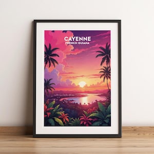 Impresión de Cayena, Póster de Cayena, Impresión de póster de Cayena, Arte de pared de Cayena, Arte de pared de Guayana Francesa, Guayana Francesa