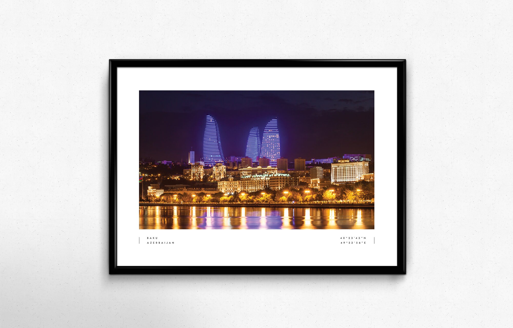 Baku Print, Baku Poster, Baku Coordinates, Baku Wall Art, Baku