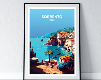 Sorrento Poster Sorrento Print Sorrento Wall Art Gift Travel Poster Print Home Wall Decor Illustration Amalfi Italy WPA