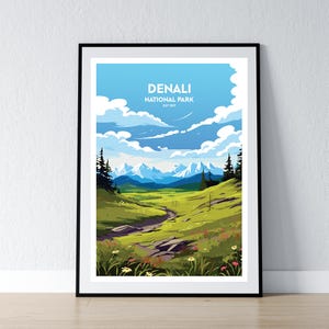 Denali National Park Poster Denali National Park Print Minimalist Alaska Poster Print Home Decor Wall Art Travel Gift WPA