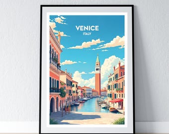 Venedig Poster Venedig Druck Venedig Wand Kunst Geschenk Reise Poster Druck Haus Wand Dekor Illustration