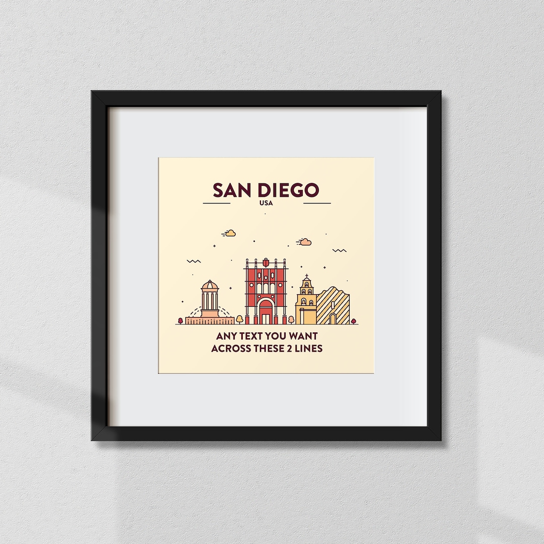 Personalised San Diego Print, Customised San Diego Poster, San Diego