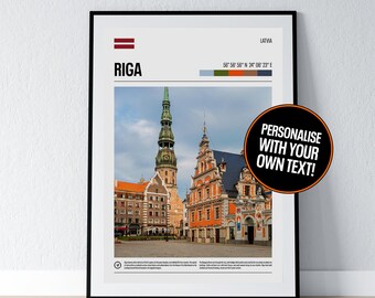 Riga Poster Riga Wall Art Riga Old Town Latvia Coordinates Photo Print Travel Gift Poster Print Home Wall Decor