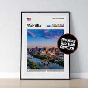 Nashville Poster Nashville Wand Kunst Nashville Koordinaten Tennessee USA Foto Druck Reise Geschenk Poster Druck Home Wand Dekor