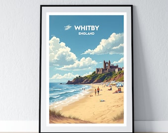 Whitby Poster Whitby Print Whitby Wall Art Gift Travel Poster Print Home Wall Decor Illustration