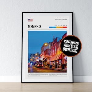 Memphis Poster Memphis Wand Kunst Memphis Koordinaten Tennessee USA Foto Druck Reise Geschenk Poster Druck Haus Wand Dekor