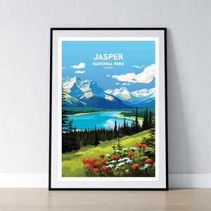 Jasper Nationalpark Poster Jasper Nationalpark Druck Minimalistisches Poster Druck Home Decor Wand Kunst Reise Geschenk WPA Kanada Poster Druck