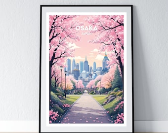 Osaka Poster Osaka Japan Print Japanese Wall Art Gift Travel Poster Print Home Wall Decor Illustration