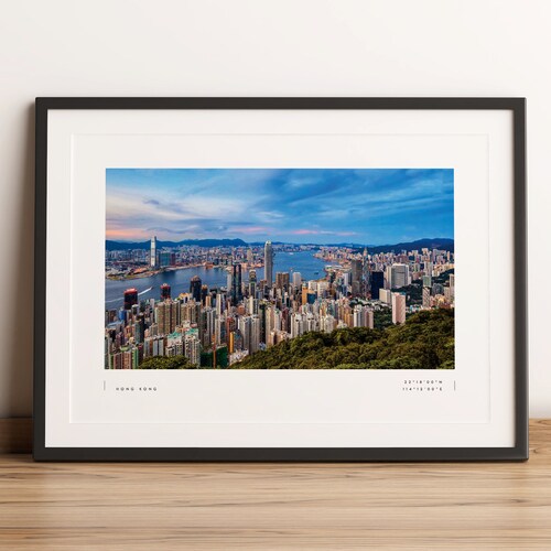 Hong Kong Print City Skyline Illustration Art Hong Kong Art Etsy