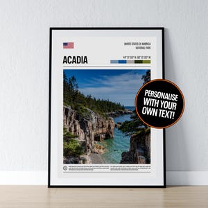 Acadia National Park Poster Acadia National Park Wall Art Acadia Koordinaten Fotodruck Reisegeschenk Poster Print Home Wanddeko