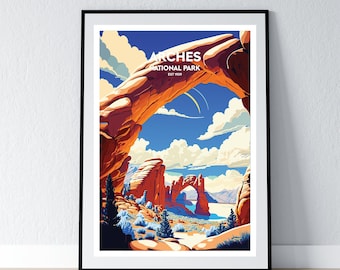 Arches National Park Poster Arches National Park Druck Minimalistisches Poster Print Wohnkultur Wand Kunst Reise Geschenk WPA