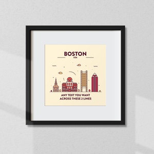 Spersonalizowany wydruk Boston, spersonalizowany plakat Boston, współrzędne Boston, sztuka ścienna Boston, wydruk ścienny, prezent podróżny, pamiątka, wystrój domu