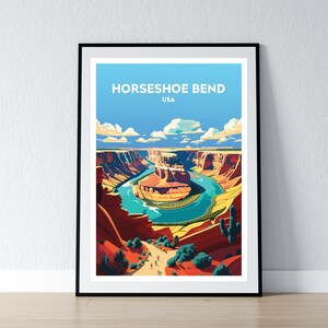 Póster de Horseshoe Bend, impresión de Horseshoe Bend, póster minimalista, decoración del hogar, arte de pared, regalo de viaje, WPA