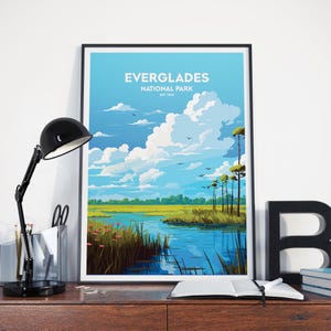 Poster del Parco Nazionale delle Everglades, stampa minimalista del Parco Nazionale delle Everglades, decorazione da parete per la casa, regalo da viaggio WPA