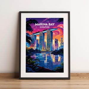 Singapore Poster Singapore Print Marina Bay Poster Print Singapore Wall Art Singapore Black and White Singapore Travel Home Decor
