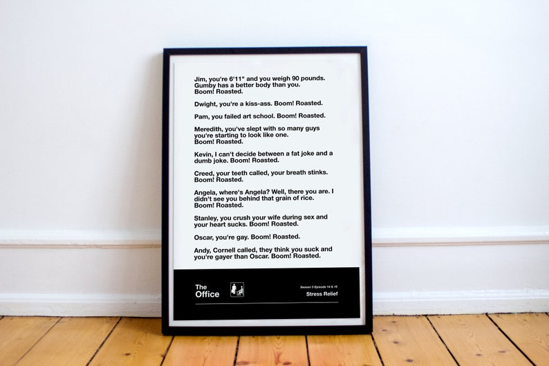 The Office Quote Poster Boom Roasted The Office The Etsy