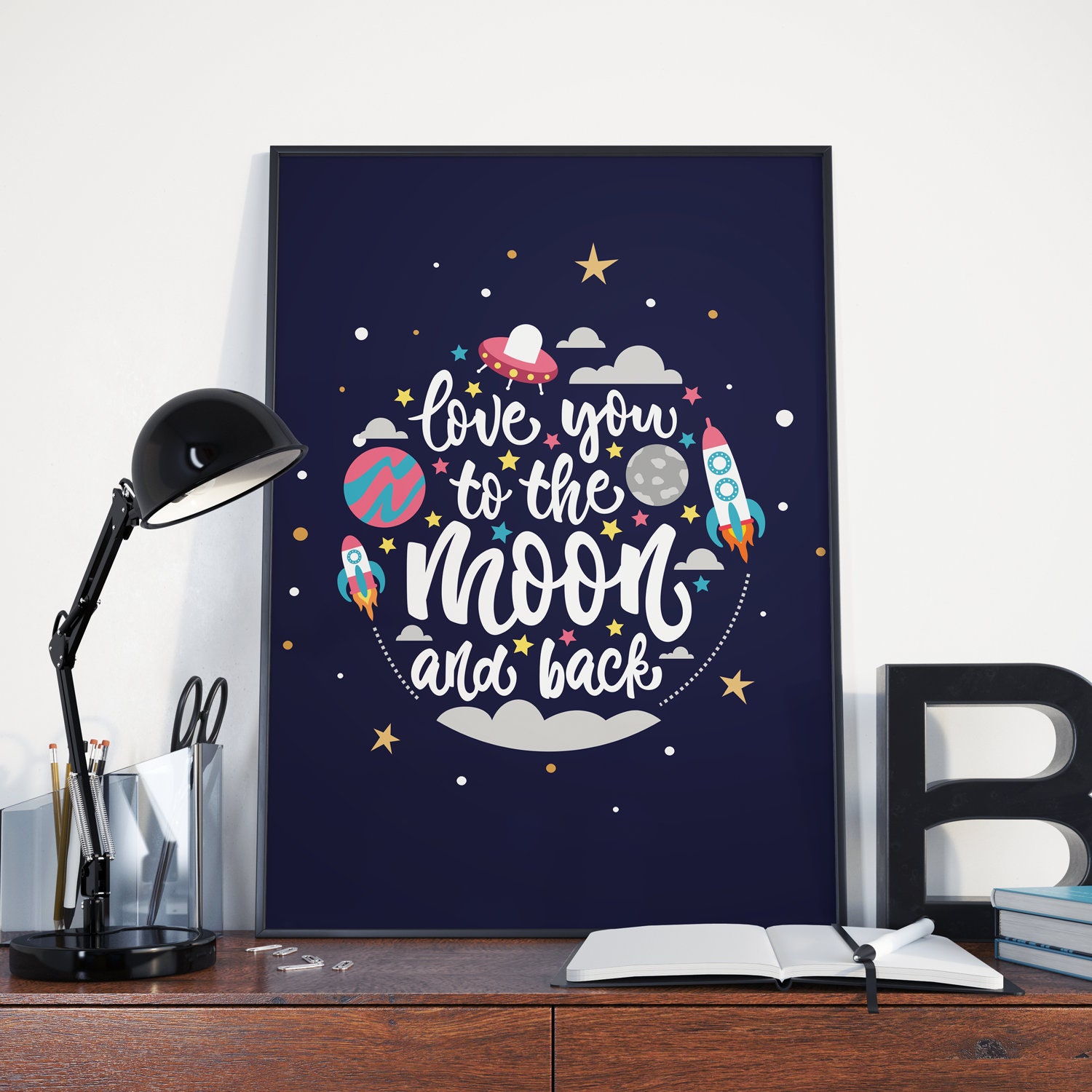 Love You to the Moon and Back Poster Valentines Print Wall - Etsy