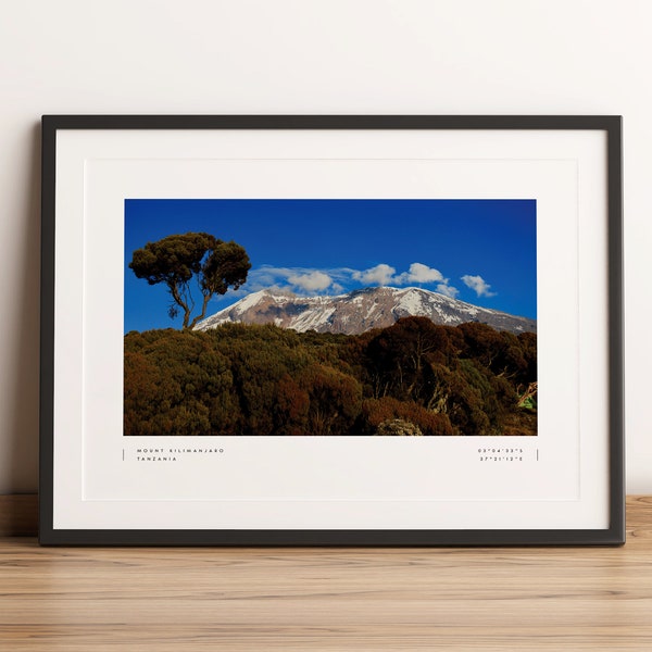 Mt Kilimanjaro Print, Mount Kilimanjaro Poster, Kilimanjaro Coordinates, Kilimanjaro Wall Art, Kilimanjaro Photo Print, Kilimanjaro Travel