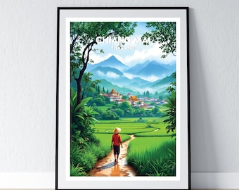 Chiang Mai Poster Thailand Print Thai Wall Art Gift Travel Poster Print Home Wall Decor Illustration