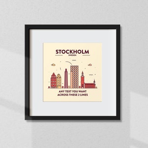 Personalised Stockholm Print, Customised Stockholm Poster, Stockholm Coordinates, Stockholm Wall Art, Wall Print, Travel Gift, Souvenir