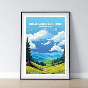 Great Smoky Mountains Nationalpark Poster Great Smoky Mountains Nationalpark Druck Minimalistisches Poster Wohnkultur Wand Kunst Reise Geschenk