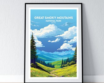 Great Smoky Mountains National Park Poster Great Smoky Mountains National Park Print Minimalist Poster Print Home Decor Wall Art Travel Gift