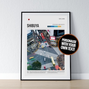 Shibuya Crossing Tokyo Poster Shibuya Wandkunst Shibuya Koordinaten Foto Druck Reise Geschenk Japan Tokyo Poster Druck Home Wand Decor