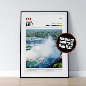 Niagara Falls Poster Niagara Falls Wandkunst Niagara Falls Koordinaten Fotodruck Reisegeschenk Kanada USA Poster Print Home Wanddeko