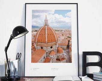 Florence Print, Florence Poster, Florence Coordinates, Florence Wall Art, Florence Black and White, Florence Travel, Decor, Duomo, Italy
