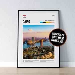 Cairo Poster Cairo Wall Art Cairo Coordinates Egypt Photo Print Travel Egyptian Gift Poster Print Home Wall Decor